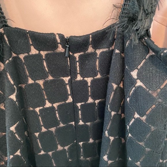 Alexis Dress Jasmine Black Tan Fringe Trim Low Back Sleeveless Mini Cocktail - Picture 9 of 9